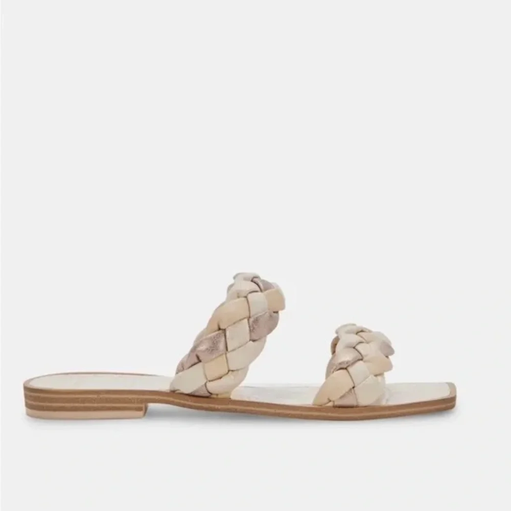 Dolce Vita Braided Cream and Silver Sandals - Picture 2 of 5